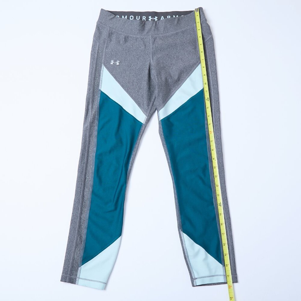 Under Armour Heatgear Compression Leggings Gray Turquoise Sea Green Medium - Picture 10 of 10
